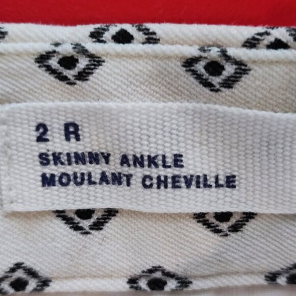 GAP casual pant skinny ankle white with black rhombus design women's size 2 R - Picture 5 of 7